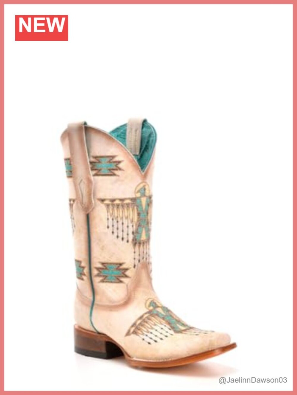 Corral Women's Woven Eagle Embroidered Square Toe Pull On Mid Calf Boots
